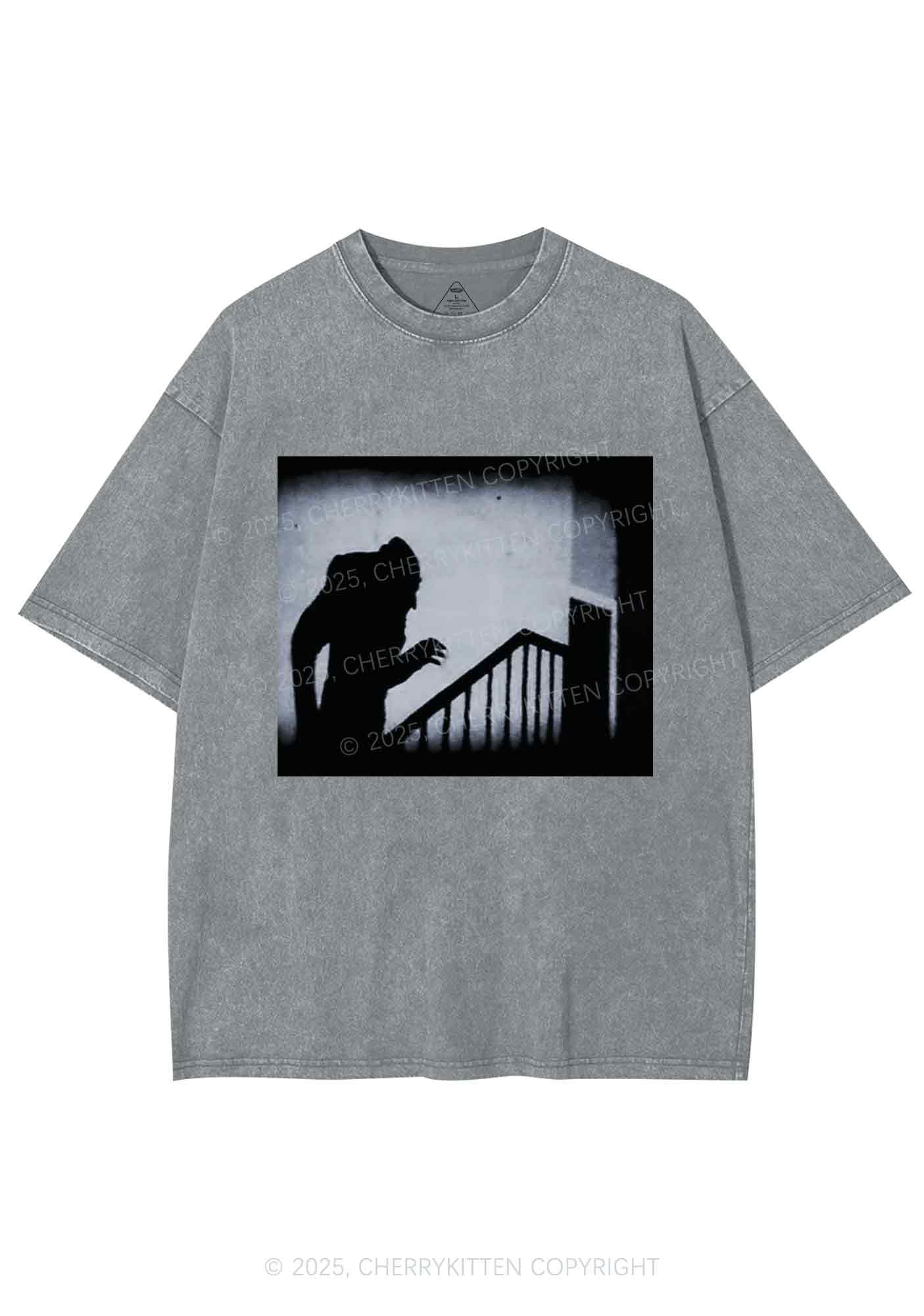 Halloween Stairs Intruder Y2K Shirts Washed Tee Cherrykitten