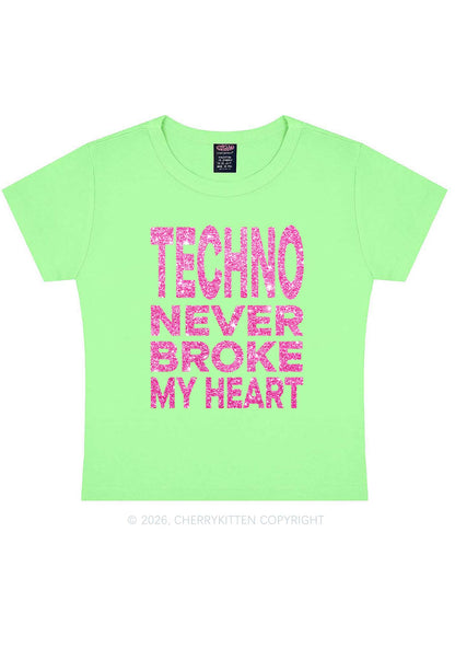 Glitter Techno Heart Y2K Baby Tee Cherrykitten