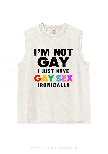 Gay Sx Ironically Pride Y2K Washed Muscle Tank Cherrykitten
