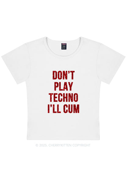 Glitter Dont Play Techno Y2K Baby Tee Cherrykitten