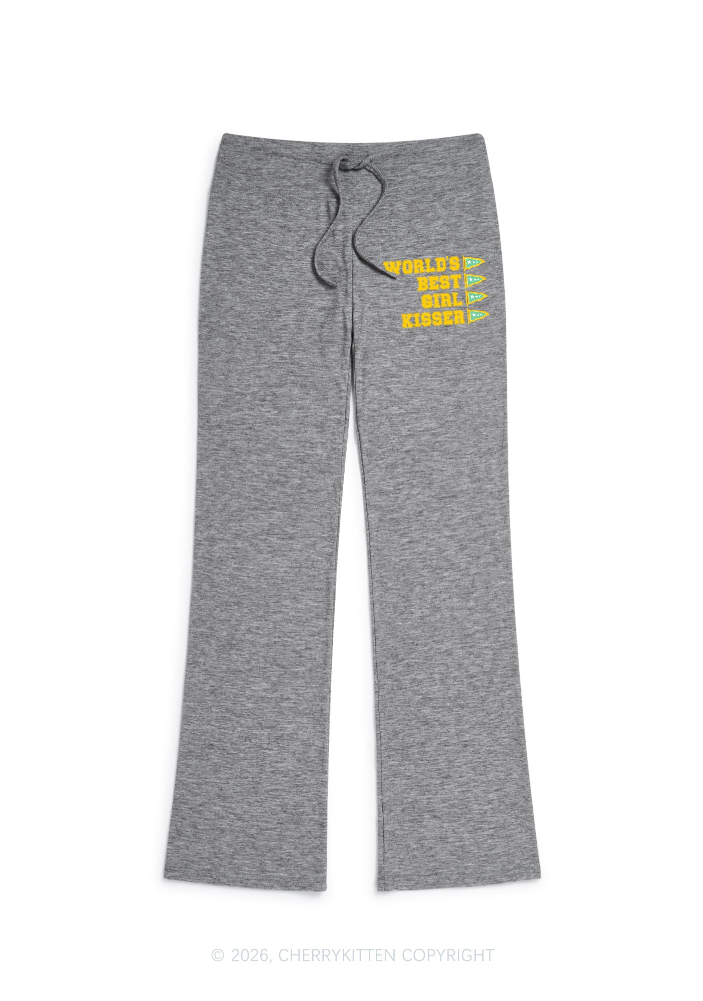 Worlds Best Girl Kisser Pride Y2K Low Rise Drawstring Flare Pants Cherrykitten