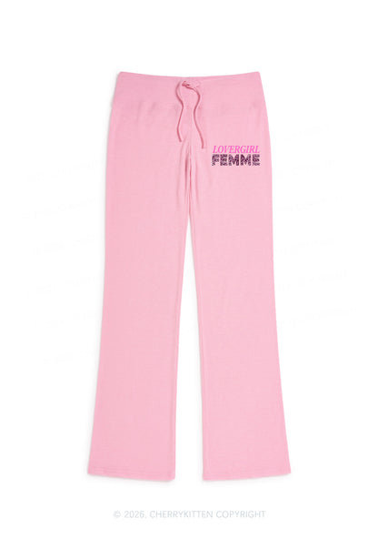 Lovergirl Femme Pride Y2K Low Rise Drawstring Flare Pants Cherrykitten