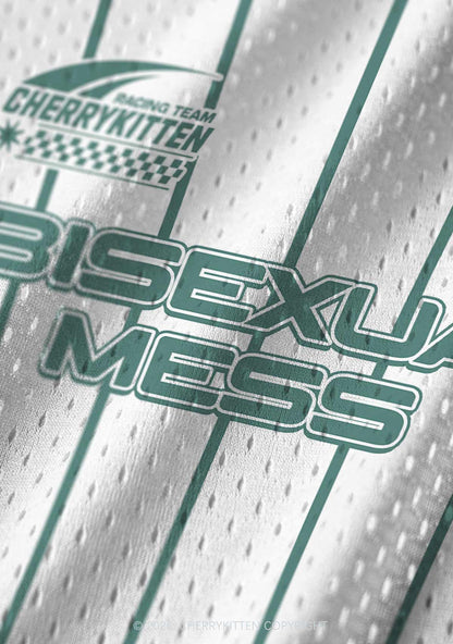 Green Stripes Bisexual Mess Pride Y2K Sport Jersey Tank Cherrykitten