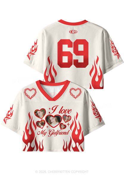 Creamy White Custom GF BF Photo Y2K Crop Sport Jersey Shirts Cherrykitten