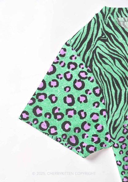 Mint Leopard Y2K Mesh Crop Top Cherrykitten