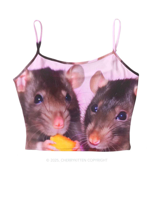 Cheese Rat Y2K Mesh Cami Tank Cherrykitten