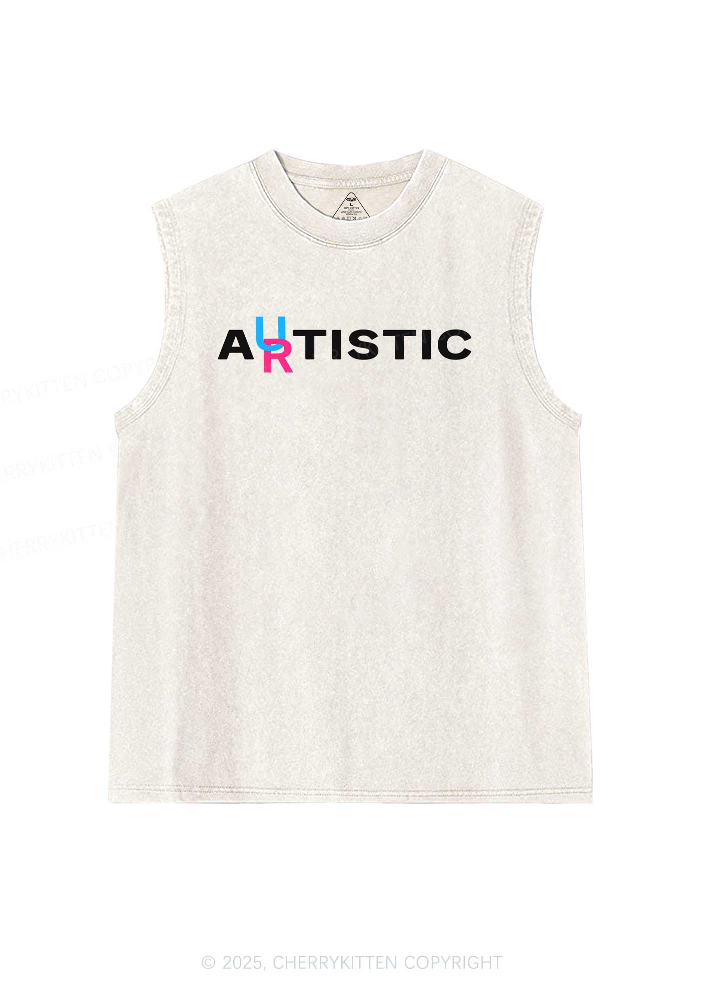 Autistic Artistic Y2K Washed Muscle Tank Cherrykitten