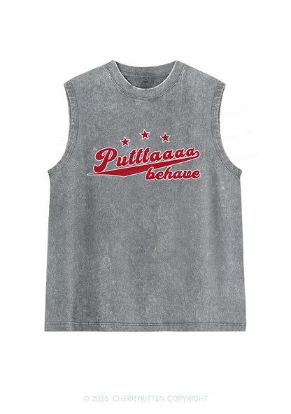 Putttaaaa Behave Y2K Washed Muscle Tank Cherrykitten