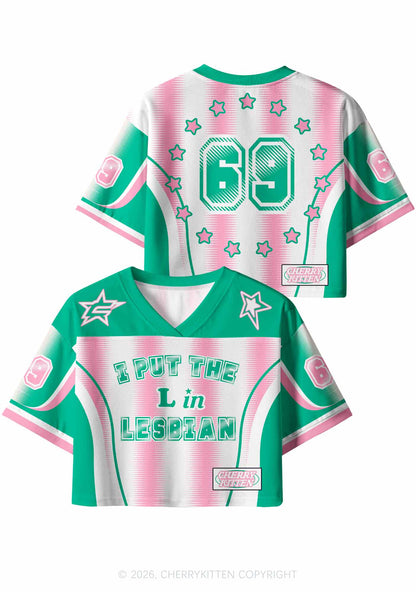 Put L In Lesbian Pride Y2K Crop Sport Jersey Shirts Cherrykitten