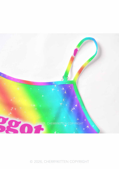 Rainbow Slide Faggot Pride Y2K Mesh Cami Tank Cherrykitten