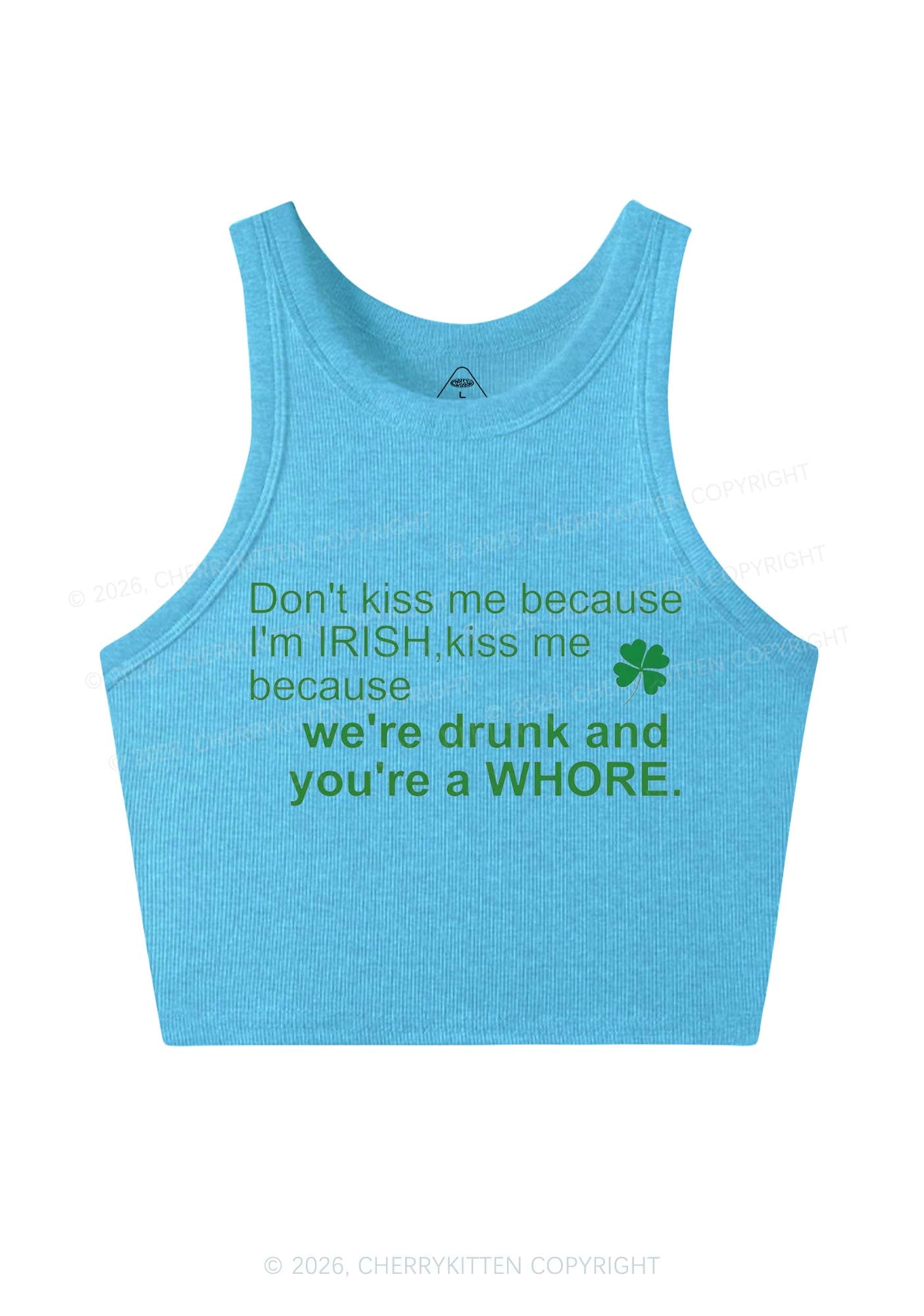 Drunk And Hore St Patricks Y2K Crop Tank Top Cherrykitten