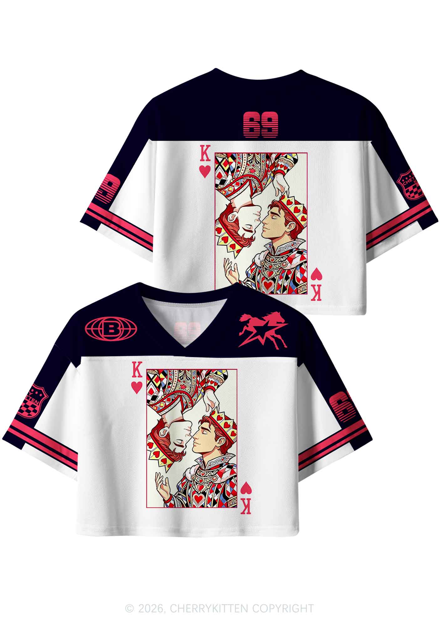 Red Heart King Pride Y2K Crop Sport Jersey Shirts Cherrykitten
