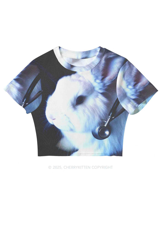 Bunny Doctor Y2K Mesh Crop Top Cherrykitten