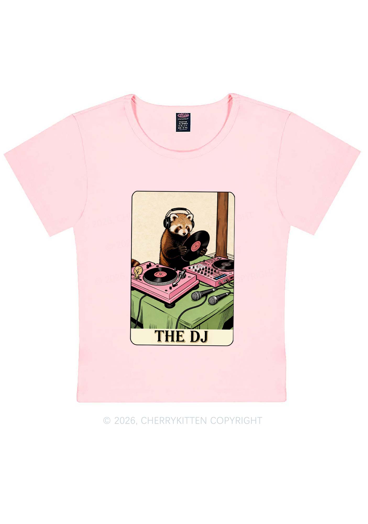 The DJ Raccoon Y2K Baby Tee Cherrykitten