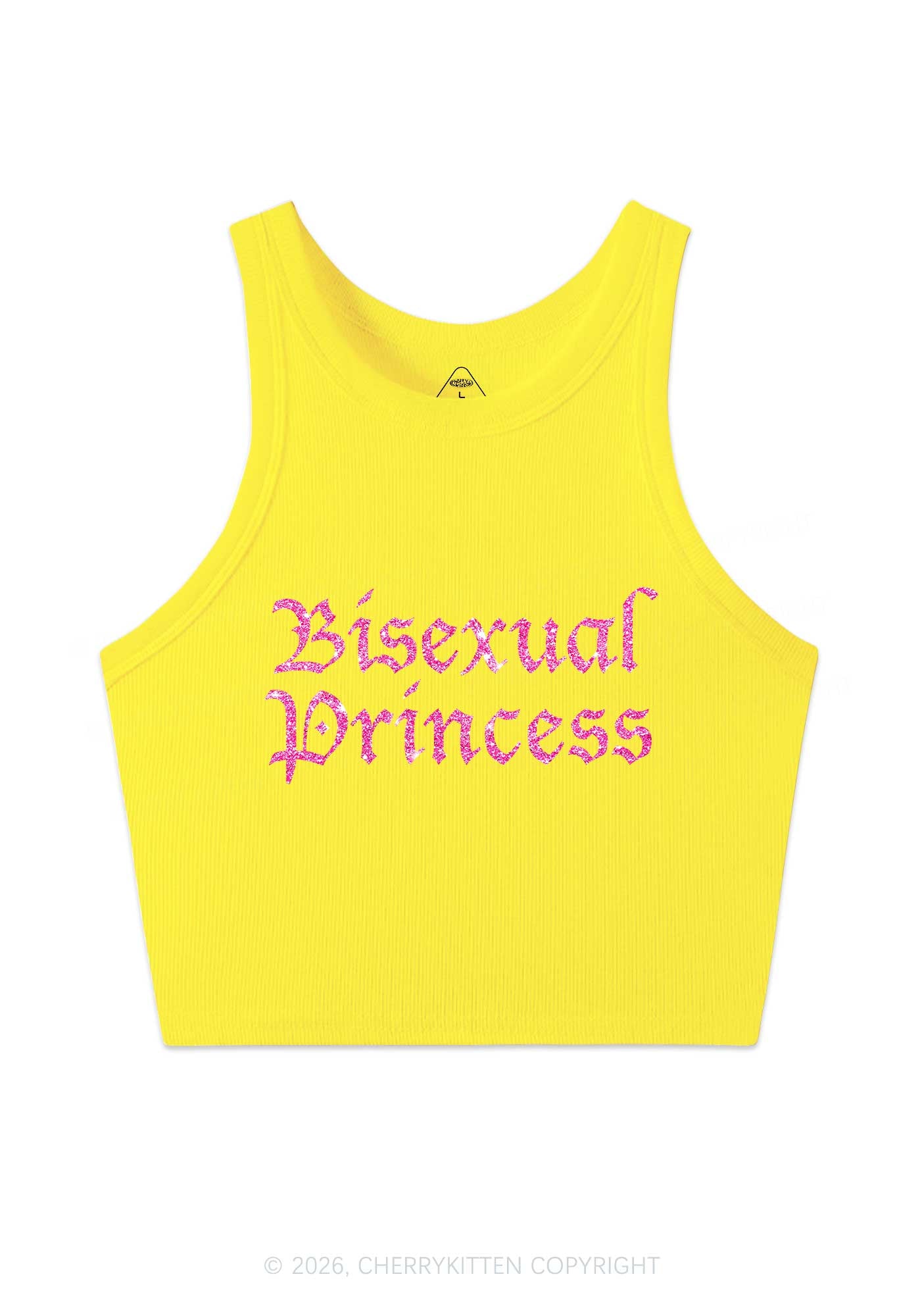 Glitter Bisexual Princess Pride Y2K Crop Tank Top Cherrykitten