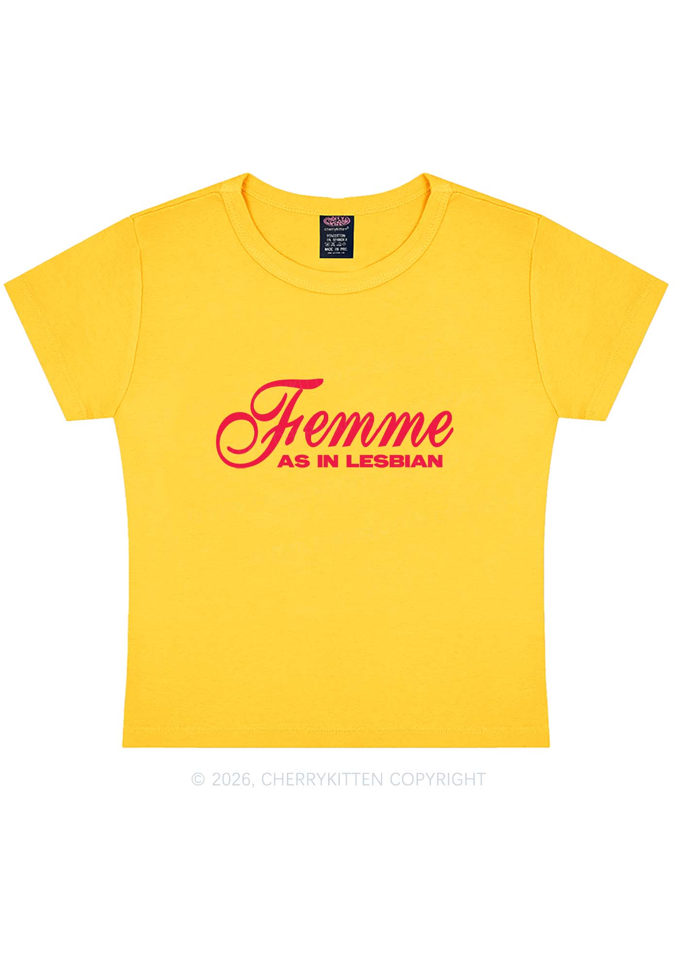 Femme As In Lesbian Pride Y2K Baby Tee Cherrykitten