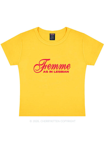 Femme As In Lesbian Pride Y2K Baby Tee Cherrykitten