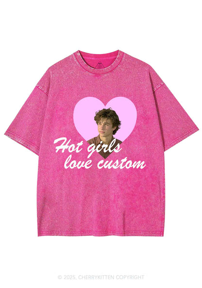 Hot Girl Custom Love Y2K Shirts Washed Tee Cherrykitten