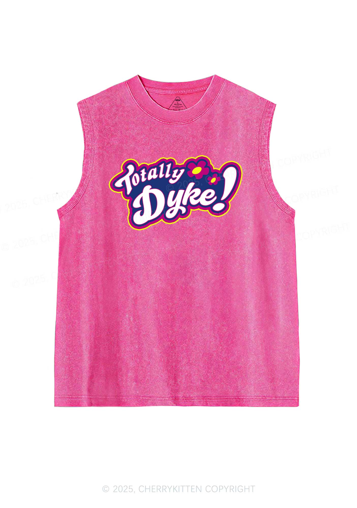 Totally Dyke Pride Y2K Washed Muscle Tank Cherrykitten