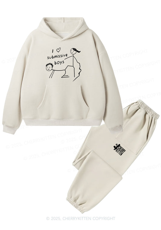 I Love S Boys Y2K Fleece Hoodie Set Cherrykitten