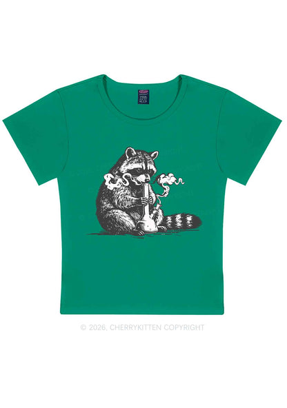 Stoned Raccoon Y2K Baby Tee Cherrykitten