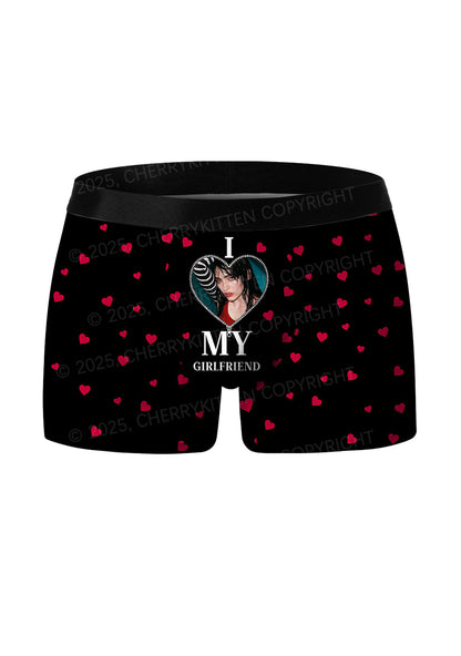 Custom I Love My GF BF Valentine's Day Y2K Print Couples Boxer Thong Set Cherrykitten