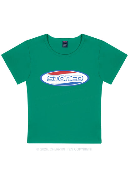 Stoned Slogan Y2K Baby Tee Cherrykitten