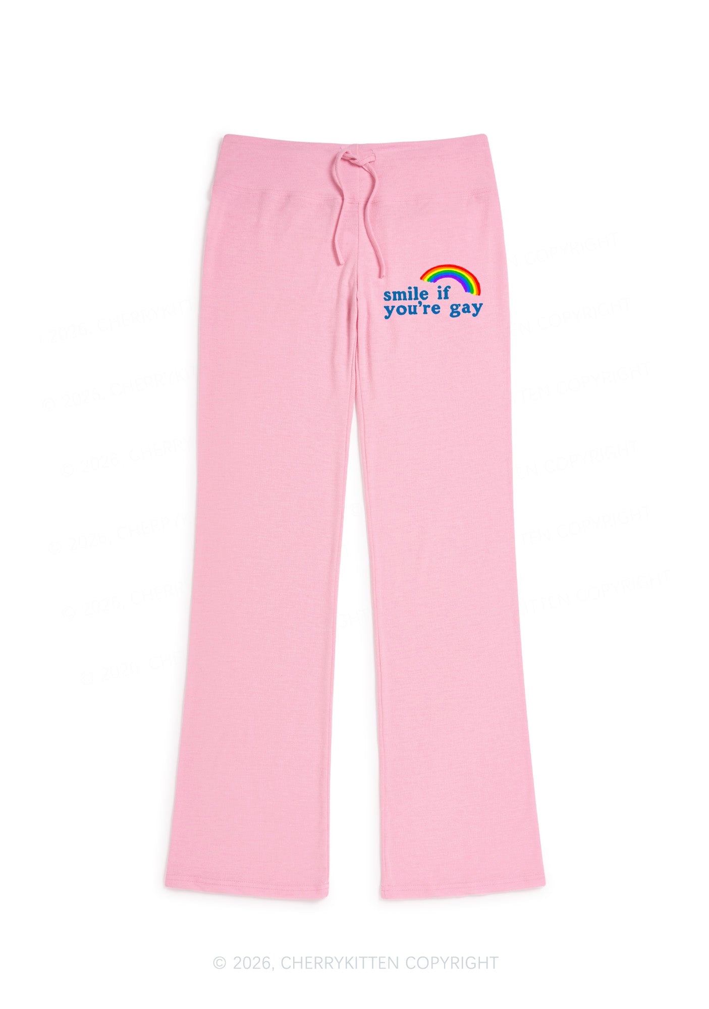 If You Are Gay Pride Y2K Low Rise Drawstring Flare Pants Cherrykitten