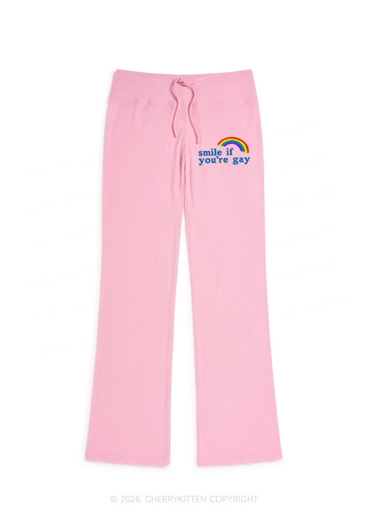 If You Are Gay Pride Y2K Low Rise Drawstring Flare Pants Cherrykitten