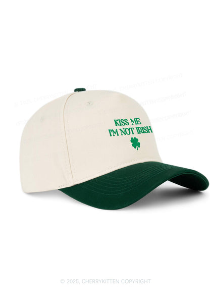 Embroidered Im Not Irish St Patricks Y2K Color Block Baseball Cap Cherrykitten