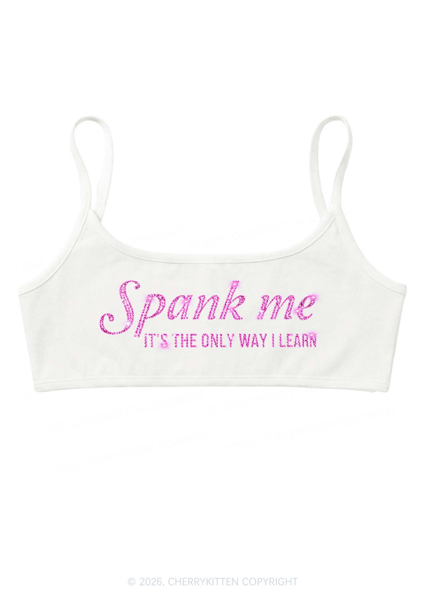 Rhinestone Spank Me Y2K Super Crop Cami Cherrykitten