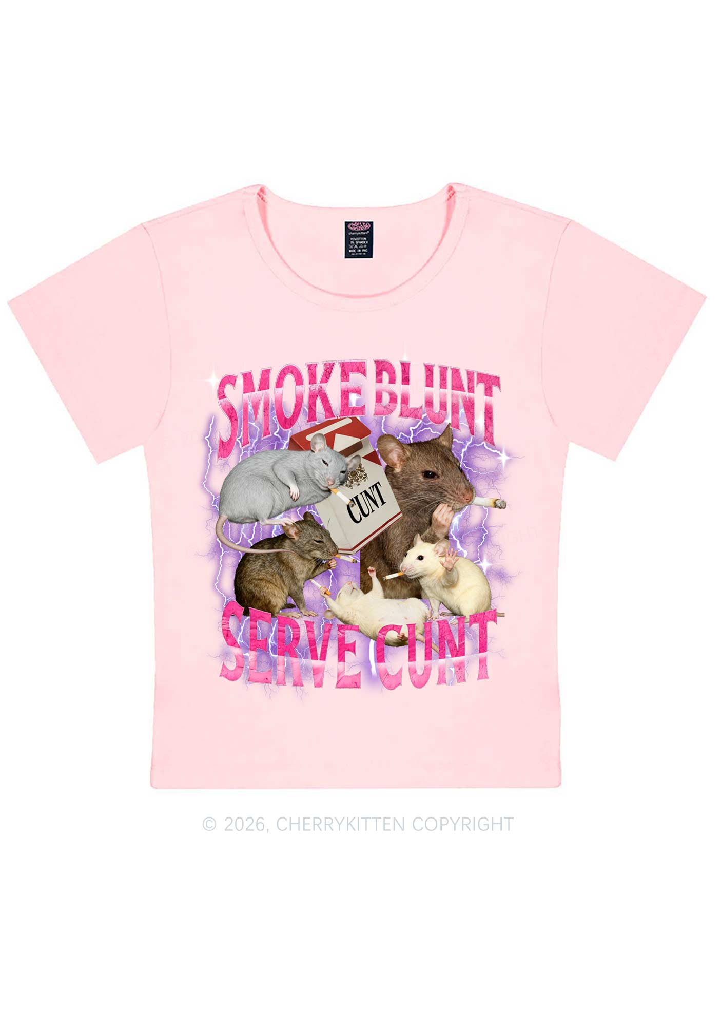 Smoke Blunt Rats Y2K Baby Tee Cherrykitten