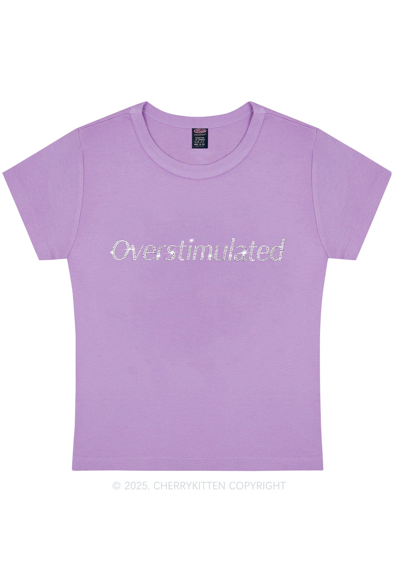 Rhinestone Overstimulated Y2K Baby Tee Cherrykitten