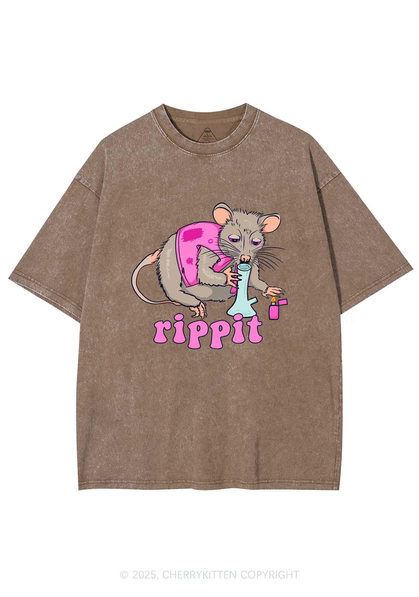 Rippit Rat Y2K Shirts Washed Tee Cherrykitten