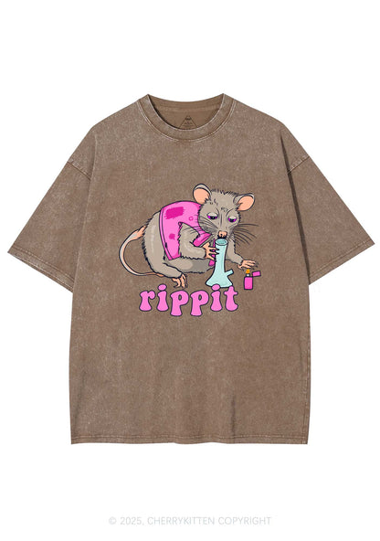 Rippit Rat Y2K Shirts Washed Tee Cherrykitten
