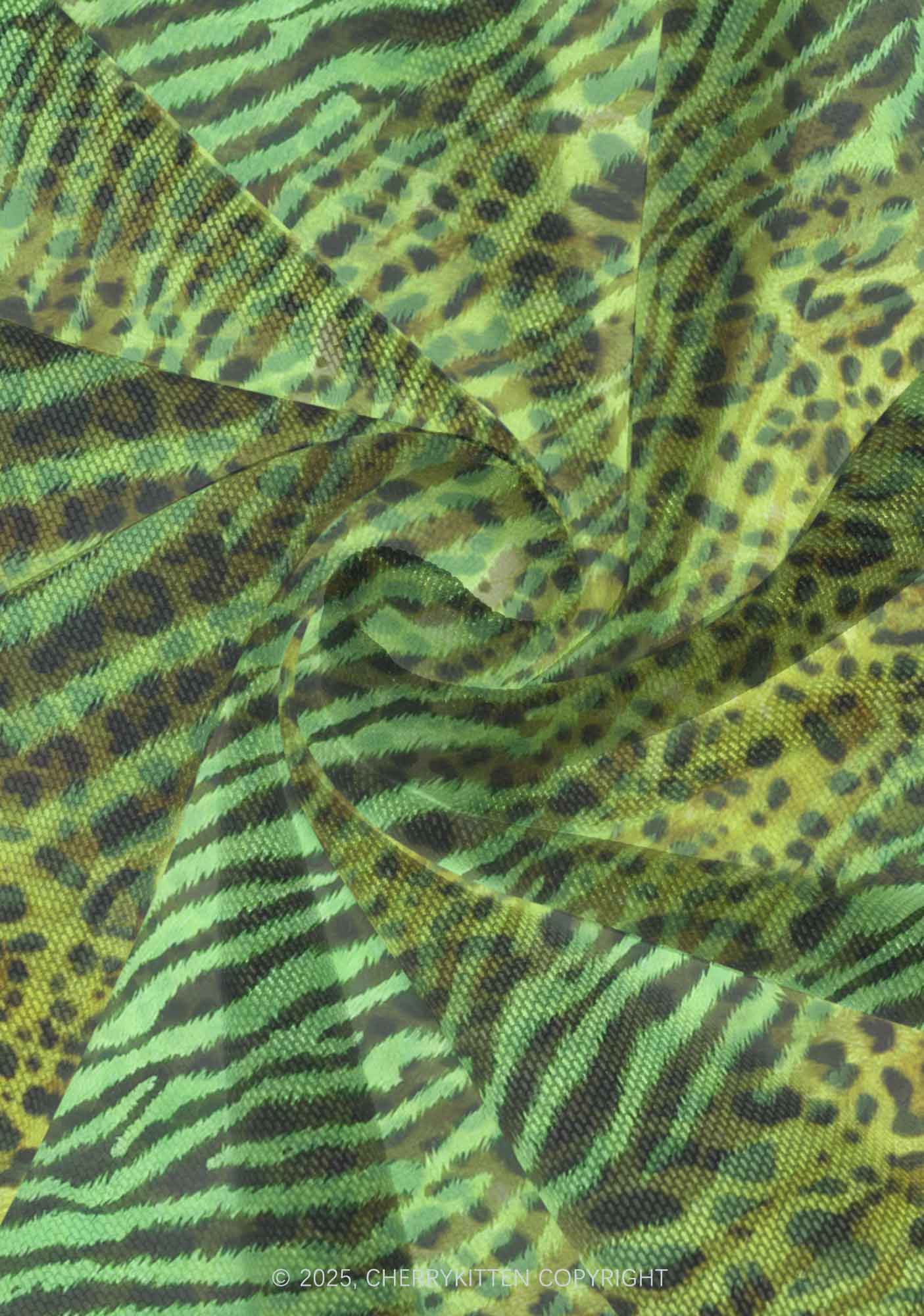 Green Zebra Leopard Pattern St Patricks Y2K Print Mini Layered Skirt Cherrykitten