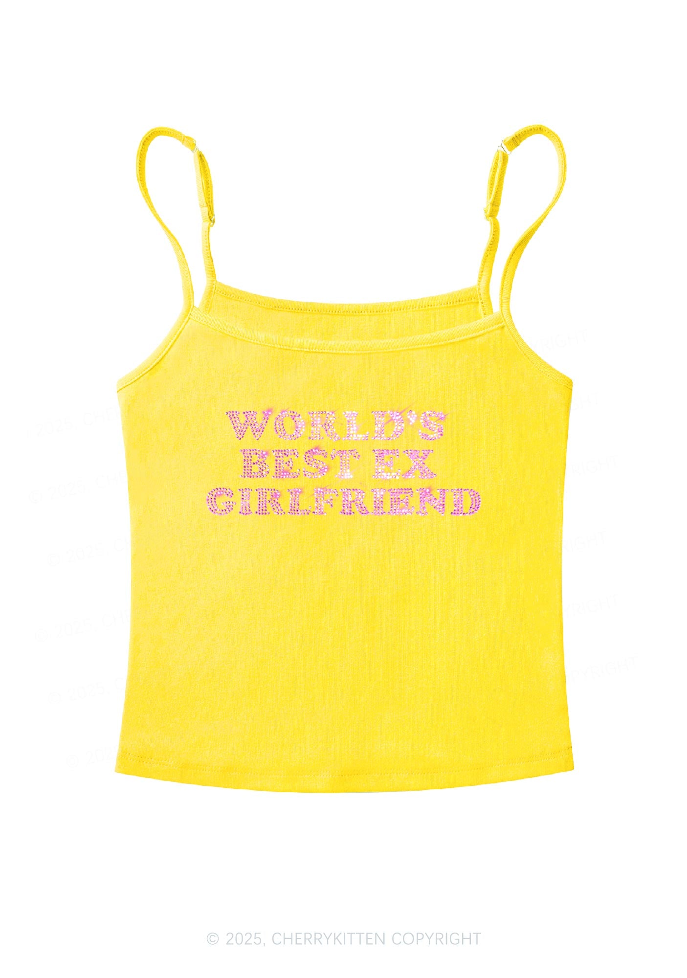 Rhinestone Best Ex Girlfriend Y2K Spaghetti Strap Cami Cherrykitten
