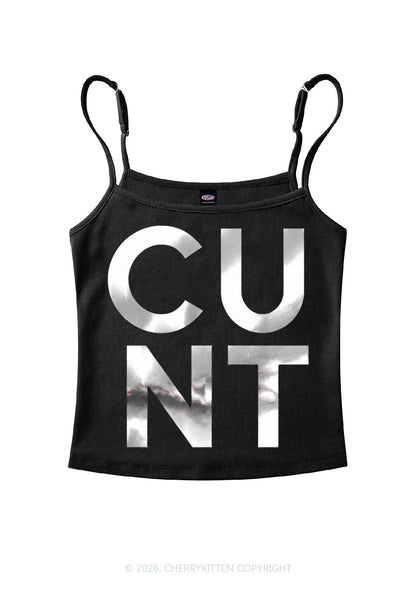 Cxxt Silver Foil Printed Y2K Spaghetti Strap Cami Cherrykitten