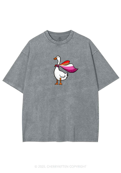 Lesbian Goose Pride Y2K Shirts Washed Tee Cherrykitten