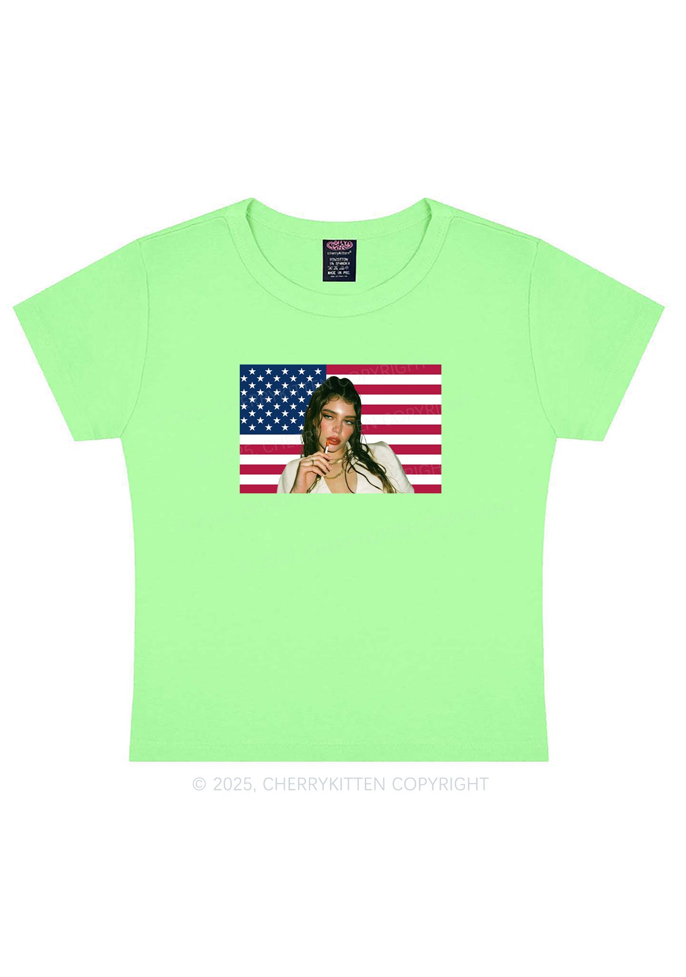 Custom Portrait Flag Y2K Baby Tee Cherrykitten