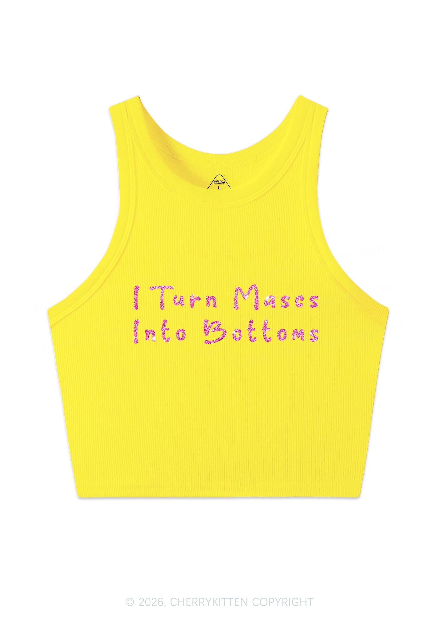 Glitter Turn Mascs Into Bottoms Pride Y2K Crop Tank Top Cherrykitten