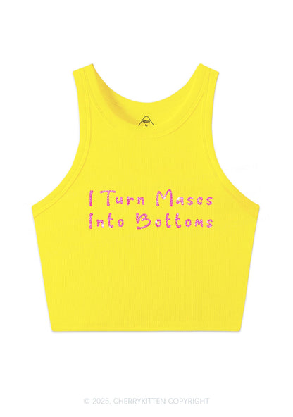 Glitter Turn Mascs Into Bottoms Pride Y2K Crop Tank Top Cherrykitten