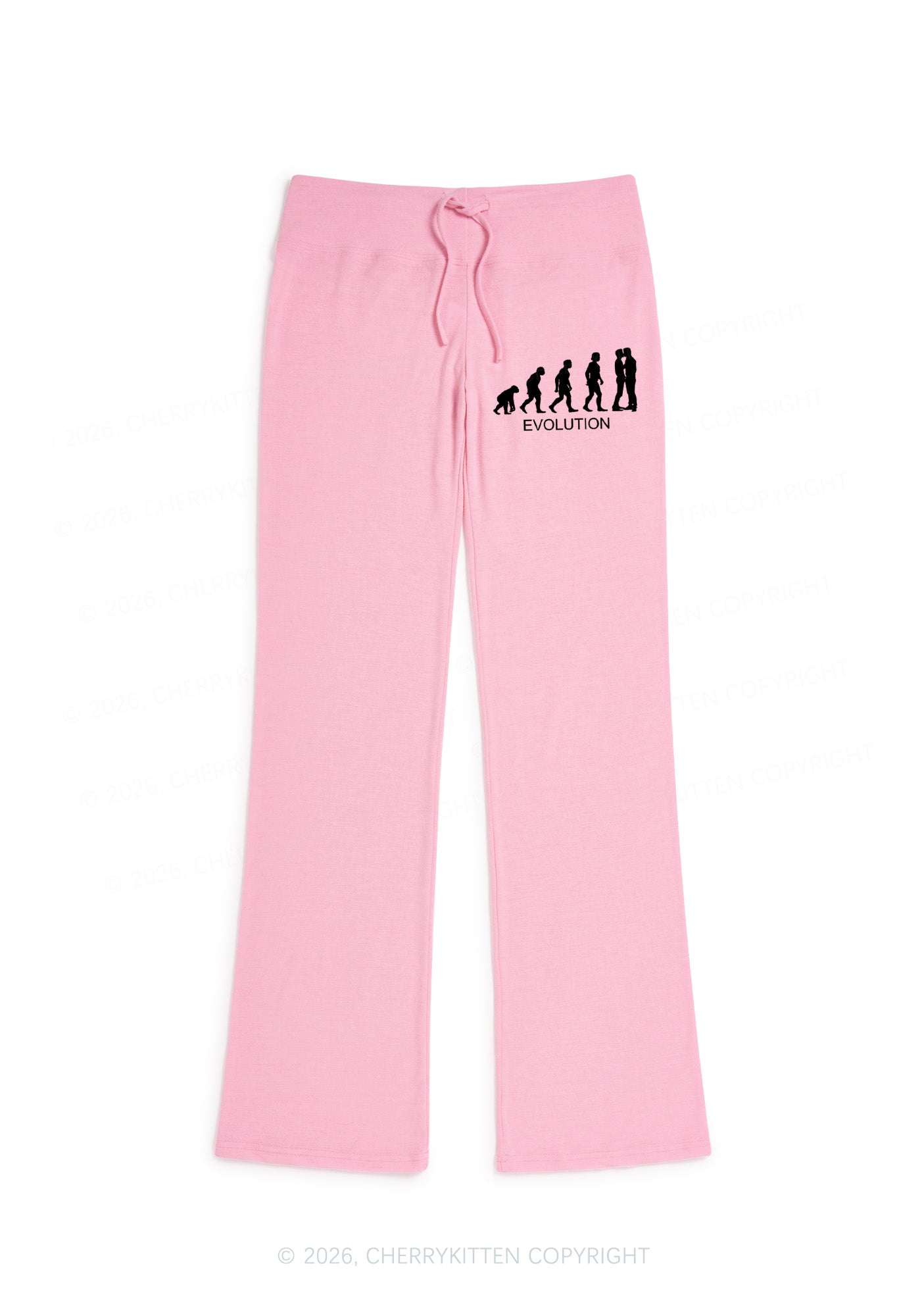Gay Evolution Pride Y2K Low Rise Drawstring Flare Pants Cherrykitten