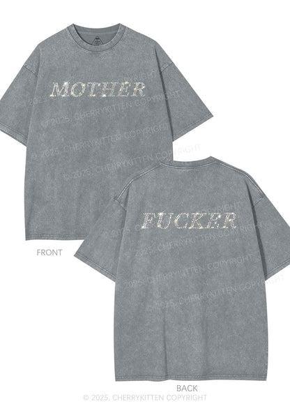 Rhinestone Motherfxcker Two Sides Y2K Shirts Washed Tee Cherrykitten