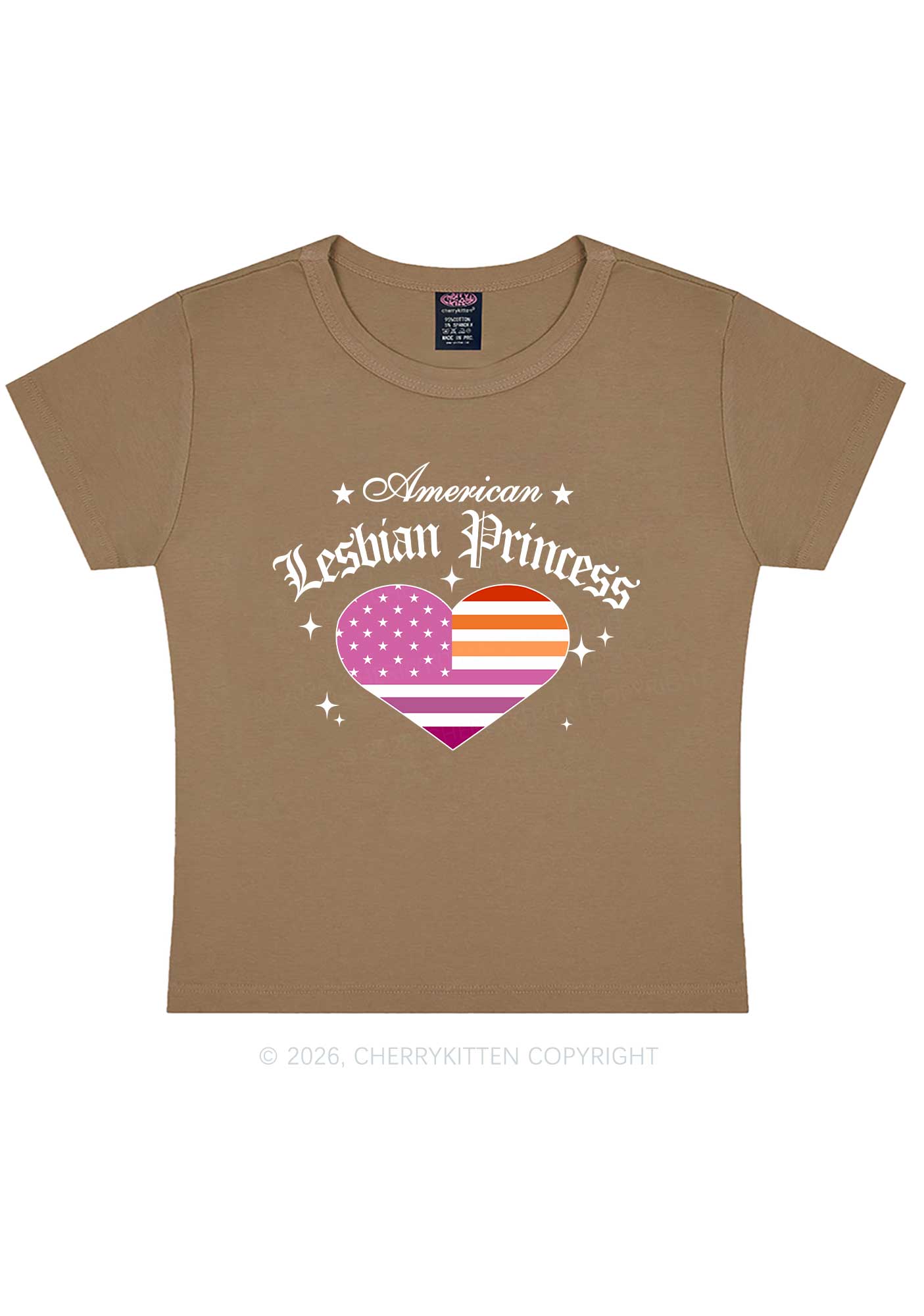 American Lesbian Princess Flag Pride Y2K Baby Tee Cherrykitten