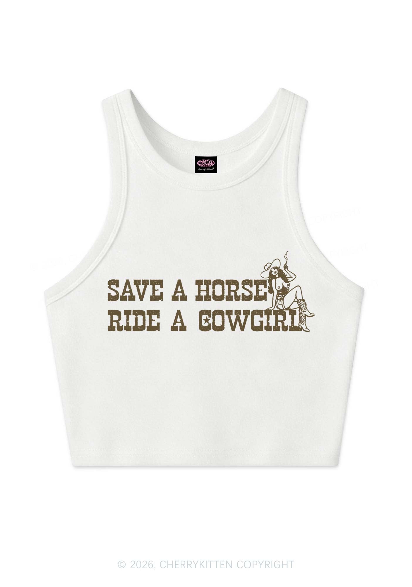 Ride Western Cowgirl Y2K Crop Tank Top Cherrykitten