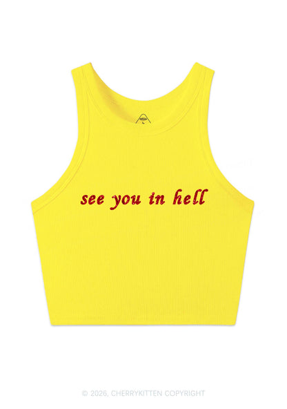 Glitter See You In Hell Pride Y2K Crop Tank Top Cherrykitten
