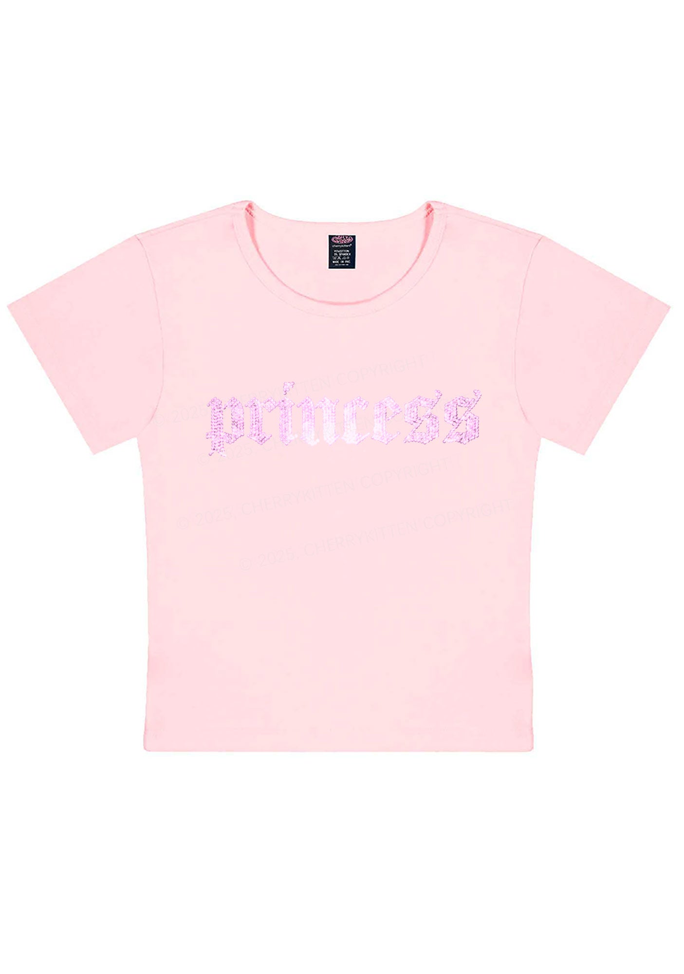 Rhinestone Princess Y2K Baby Tee Cherrykitten