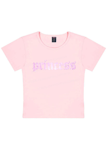 Rhinestone Princess Y2K Baby Tee Cherrykitten