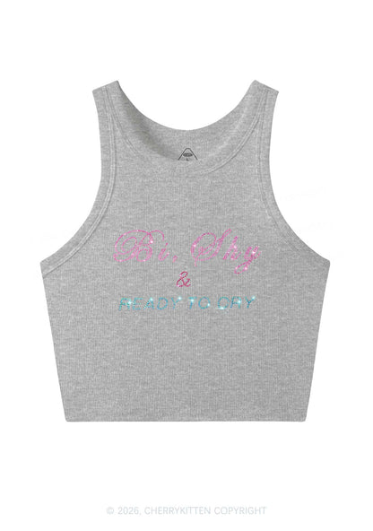 Rhinestone Bi Shy And Ready To Cry Pride Y2K Crop Tank Top Cherrykitten